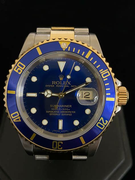 90s blue and gold submariner rolex|1990 rolex submariner price.